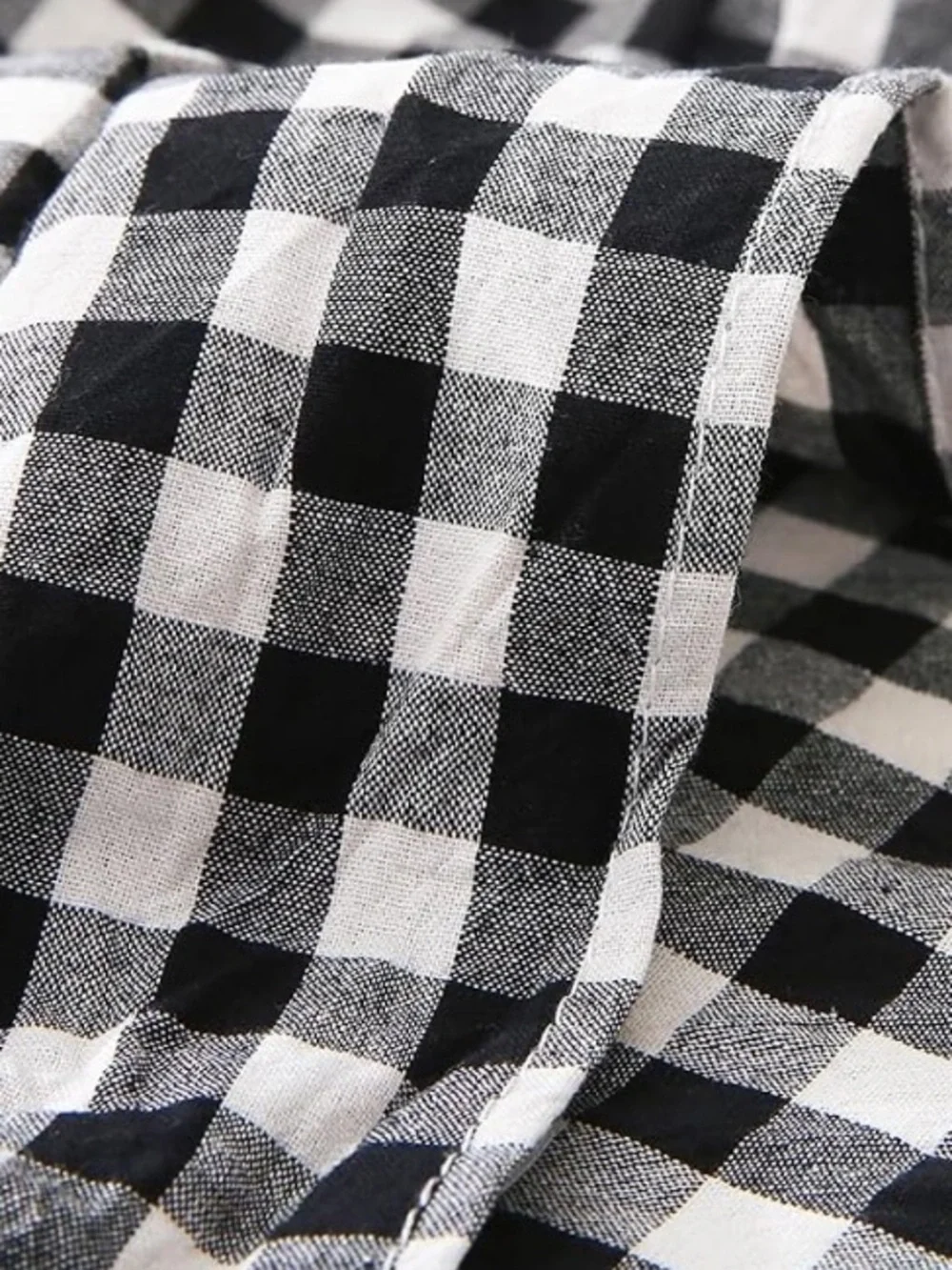 TOP SHEET ONLY Black & White Gingham Ruffled Country Style Flat Sheet 81x96”